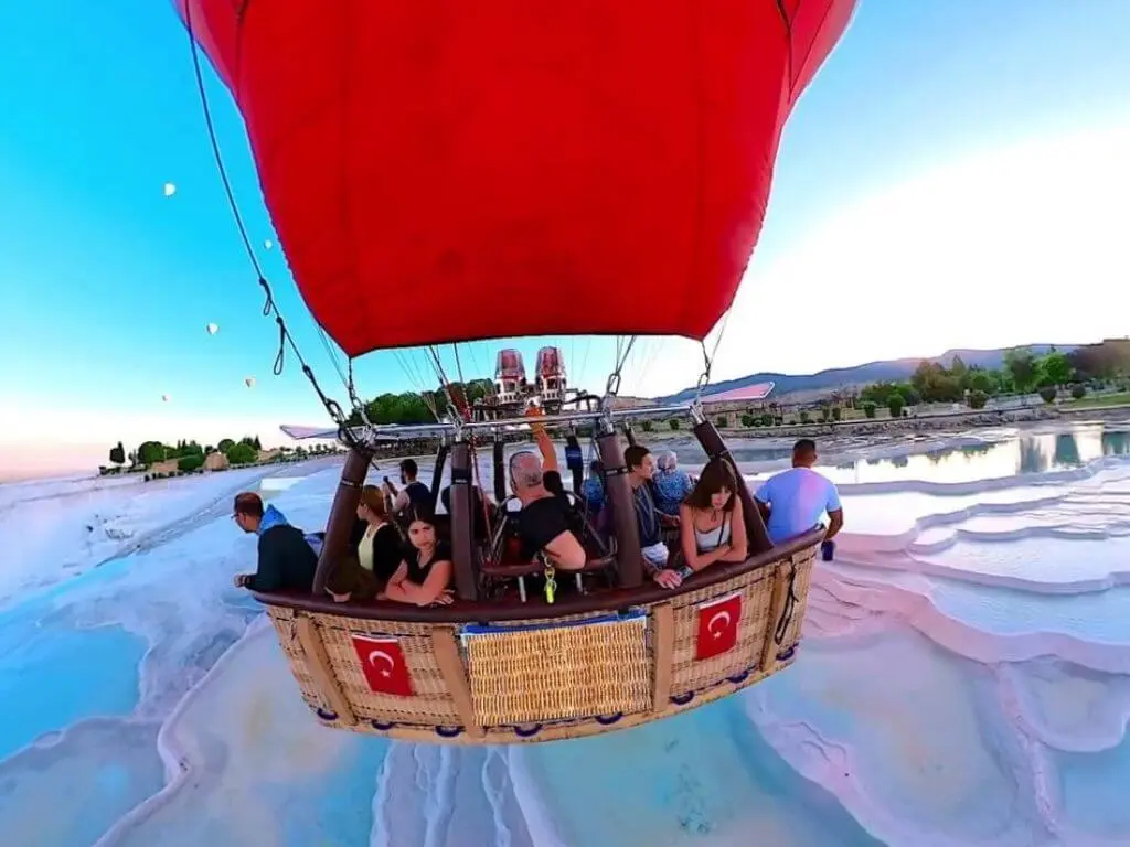 Sunrise Serenity: Hot Air Balloon Over Pamukkale from Antalya